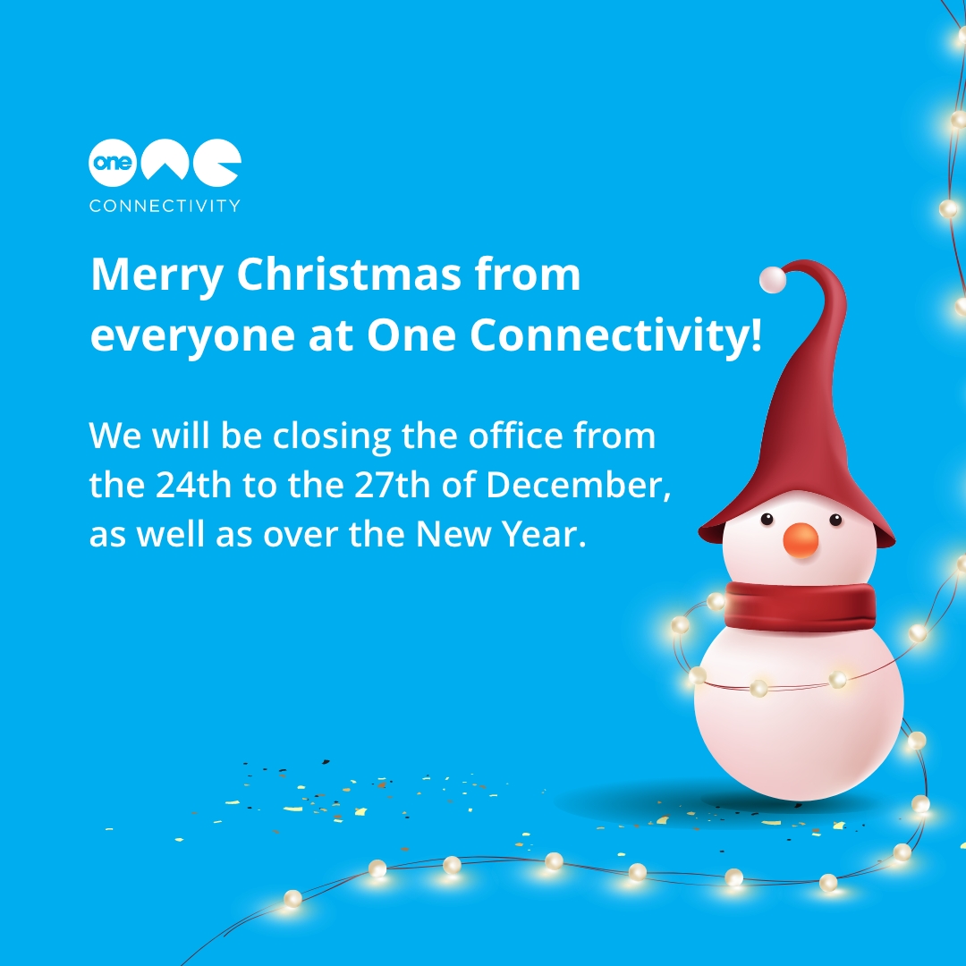 OneConnectivity's tweet photo. Merry Christmas from everyone at OC!
The team are taking some well-deserved time off over the festive season.
We will be closed from 24th - 27th. We then re-open from the 28th - 30th, and will be closed until January 3rd.
Merry Christmas!
#OneConnectivity https://t.co/EaLoIkh3CH