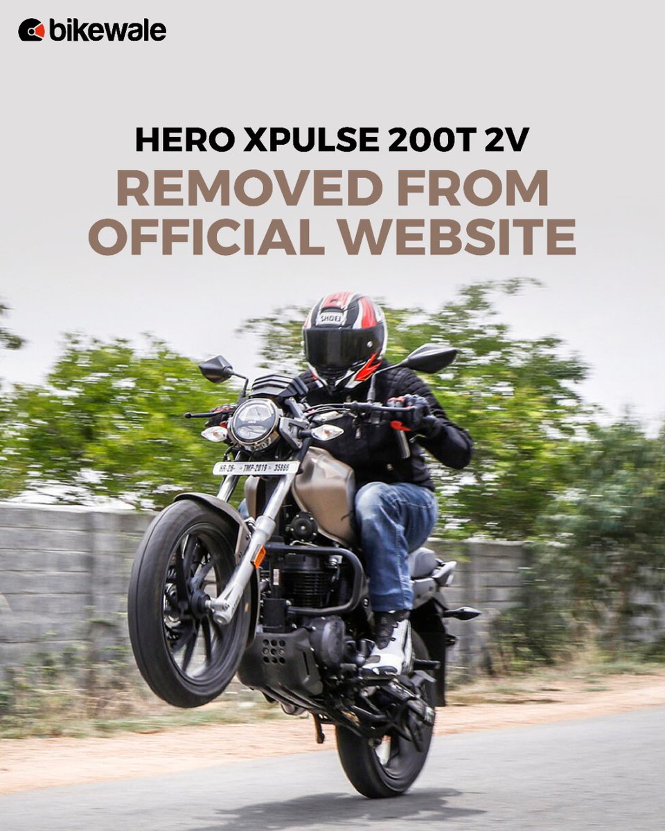 BikeWale's tweet photo. After launching the new 4V version of the #Xpulse200T in India, #Hero MotoCorp has removed the older two-valve version of the motorcycle from its official website. Although the company hasn’t officially confirmed its discontinuation. Know more: https://t.co/22ZvY3DpSA
#BWNews https://t.co/eDHDBkYs8X