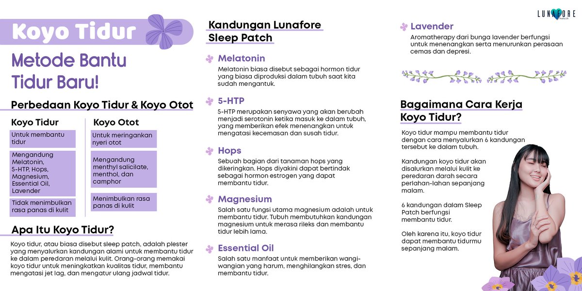 lunafore_'s tweet photo. Hai, Bestie!
Suka penasaran sama yang namanya koyo tidur? Yuk, ketahui kandungan dan cara kerjanya di artikel berikut:
https://t.co/uXvlAsMSsf
#koyotidur #lunaforehealthylife #lunafore #artikel #sleeppatch #sleepbetter https://t.co/KjPrfFam7L