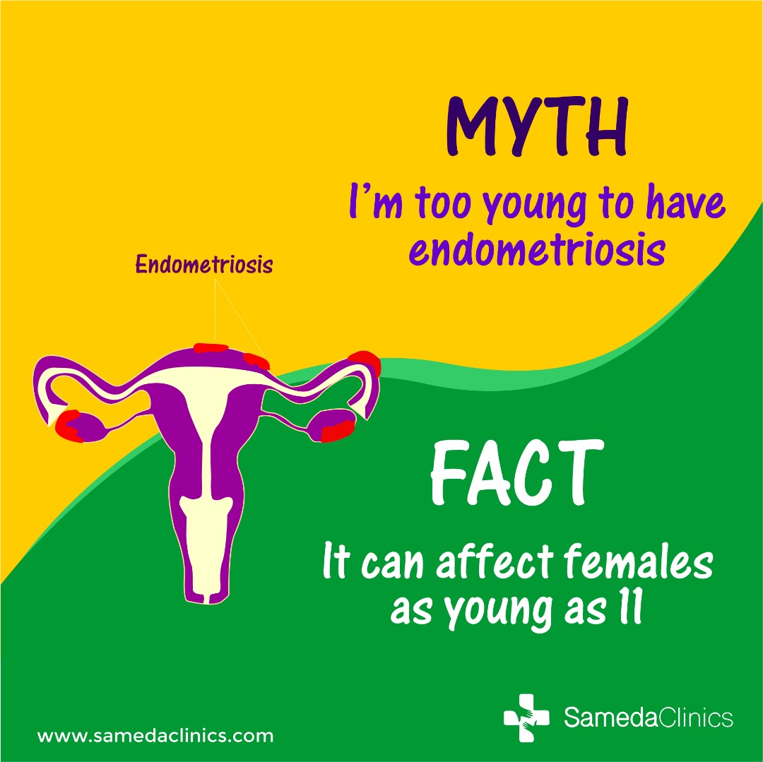 samedaclinic's tweet photo. While endometriosis is typically diagnosed in women between the ages of 20 and 40, it can affect females as young as 11 when they first get their period.

This is why regular checkup is important, especially from a young age.

 #myth #fact #womensclinic https://t.co/tyqxjGv3Sk