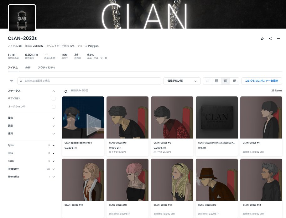 ほんとごめんなさいｗｗ
Presale20分前に投稿する内容ではないのですが、
1stCollection 1ETH突破しました🎉
CLAN2122sはどこまでいけるかな🦍