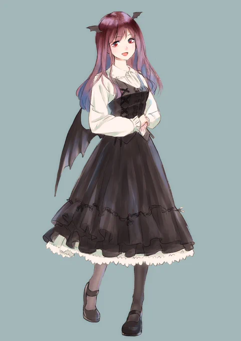 既存のアイテムで小悪魔コスをしている人のイラスト全部某通販で売ってたやつをモチーフに描いた 