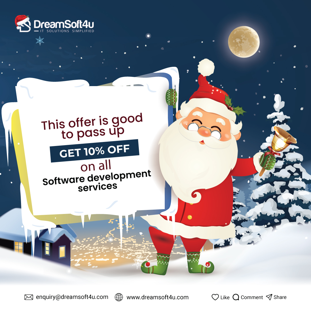Dreamsoft4uPvt's tweet image. #Dreamsoft4u Pvt.Ltd is offering discounts on our #software_solutions during #Christmas and the #New_Year – so don't miss out!
Get in touch with us today: bit.ly/3v7zlX0
#christmasoffer #christmas #seoservices #dreamsoft4u #christmas2022