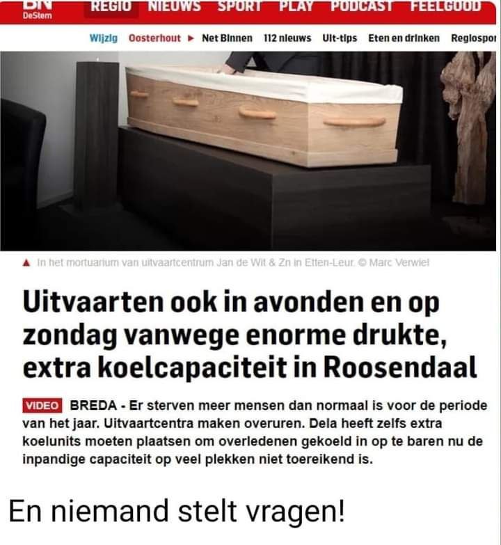 deSunShineBand's tweet photo. #oversterfte. Schandalig dat de regering hier geen onderzoek naar wil laten doen. https://t.co/fsqfq1J2M5