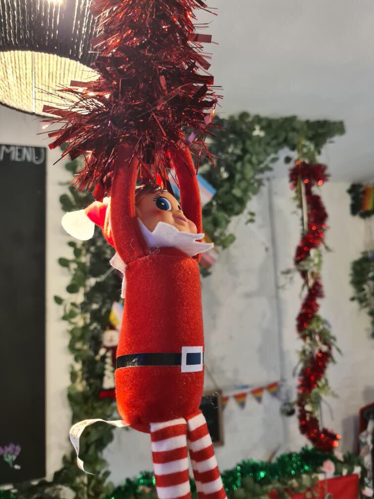 OverRainbowCafe's tweet photo. Feeling festive! Got our secular queer Christmas alternative this afternoon -  a present and a cracker for everyone, and a hearty veggie stew and lots of treats to feast on! https://t.co/43bKKOjH6k