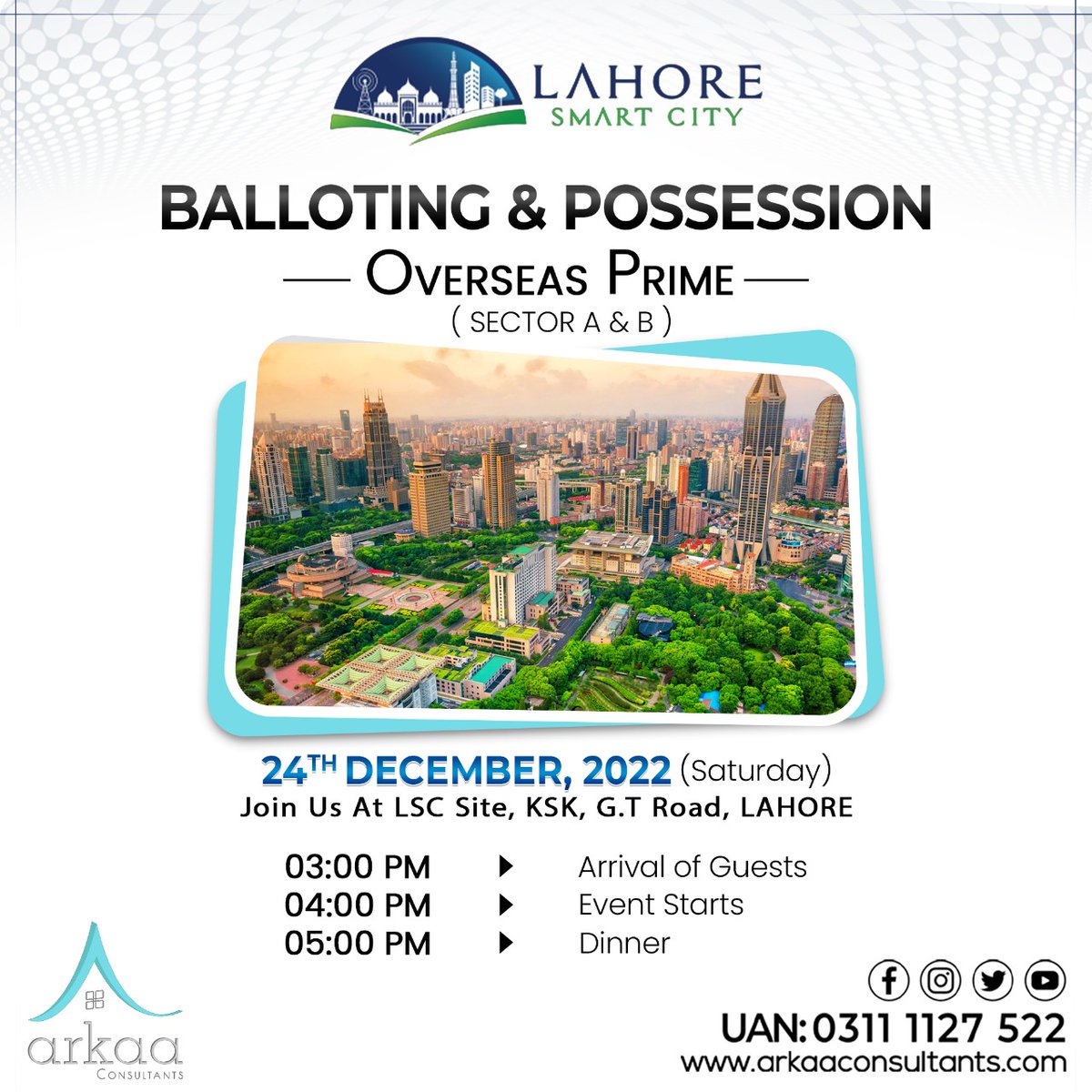 It's almost time for a monumental event to occur - Lahore Smart City possession, balloting, and beyond on December 24th.

#lahoresmartcity #arkaaconsultants #smartinterchange #SmartCities #OverseasPrime #balloting #Possession #lscupdate #development #update #LSC #Lahore