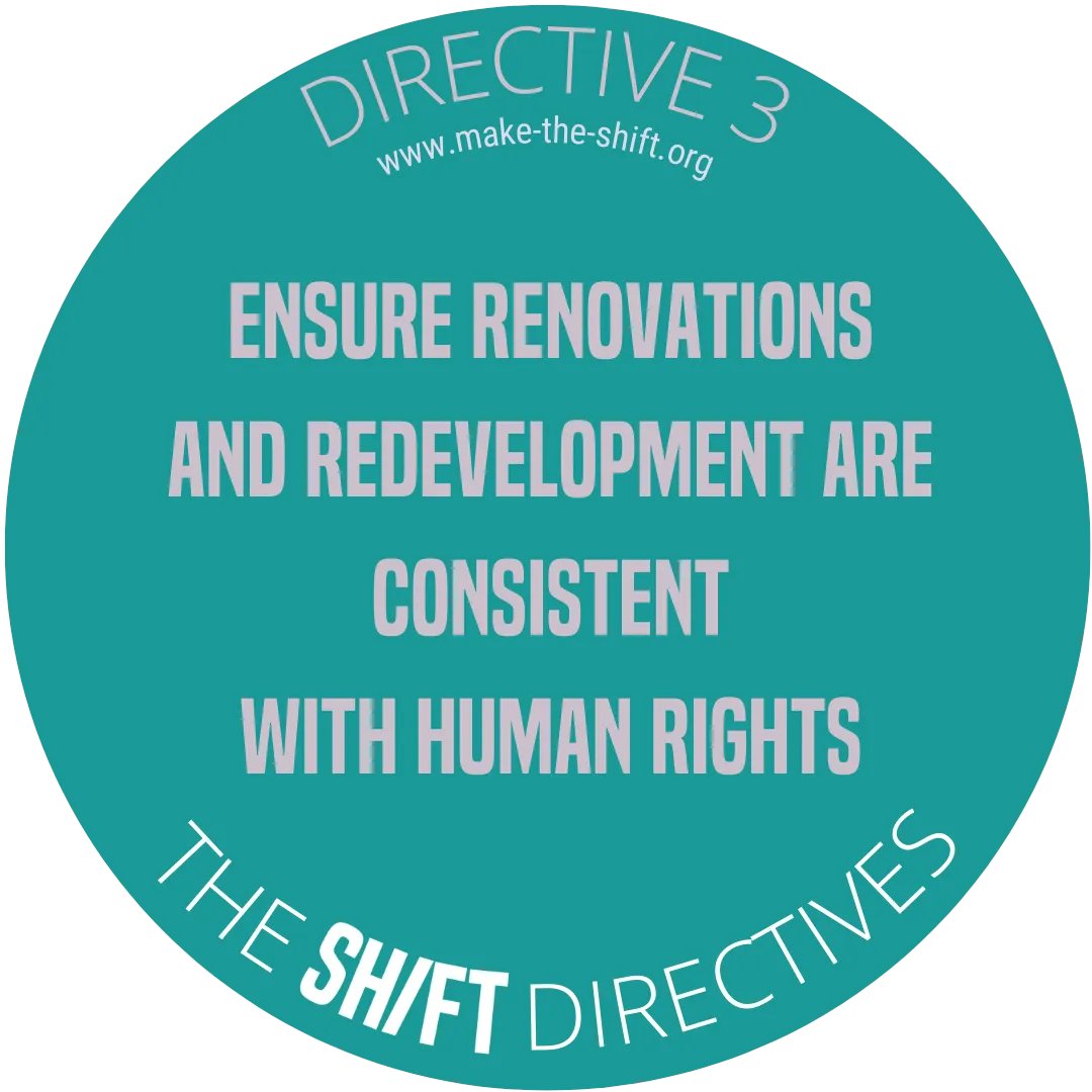 Make_TheShift's tweet photo. Read #TheShiftDirectives & see a 🌏 where #housing is 1st & foremost a place for living, for building a life - not a tool for making 💲 or fueling inequality & climate catastrophe. Urge your govt to adopt the directives & protect your #humanright to 🏠 & to a healthy #environment https://t.co/Wxux4sI2Ug