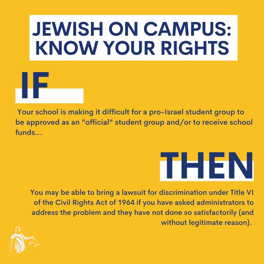 LawfareProject's tweet photo. Jewish students – the Lawfare Project is here to help you know your rights and get the help you need. If you're experiencing problems on campus - if you are being denied your rights or are experiencing discrimination or Jew-hatred, please reach out!
#Jewishstudent #knowyourright https://t.co/Y555HYDFL3