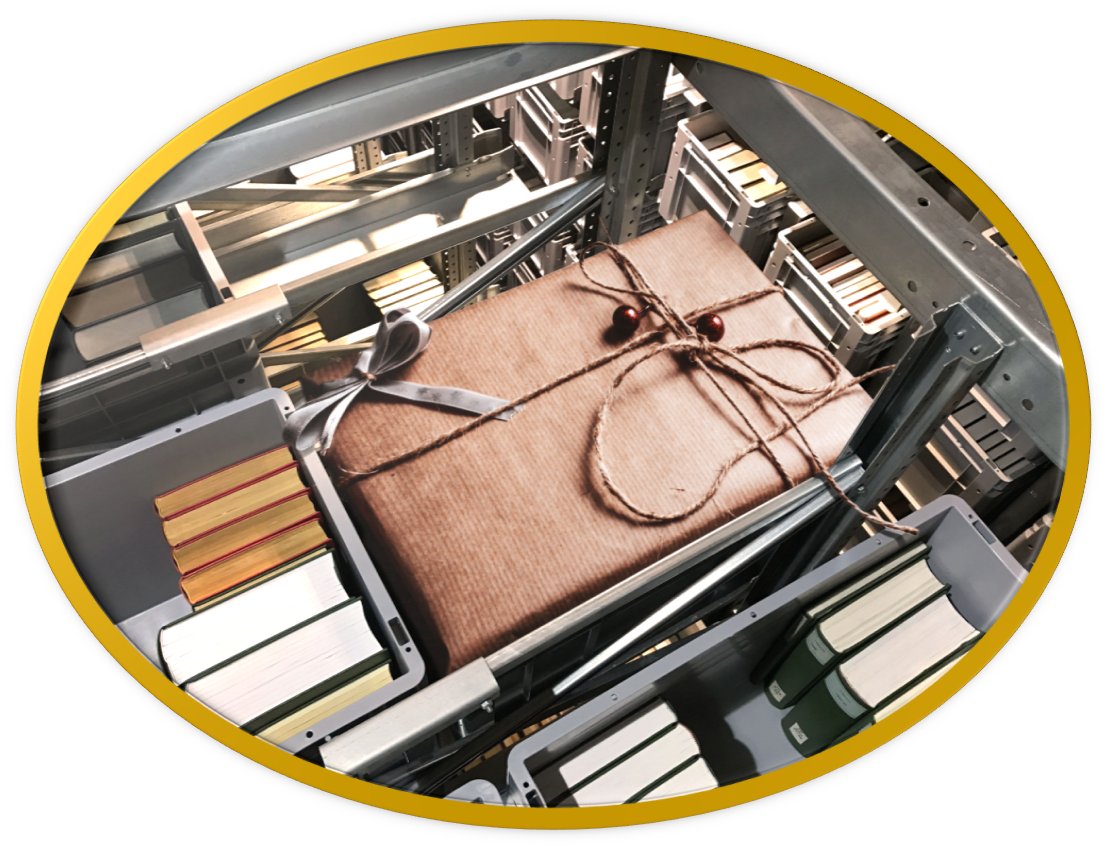 Offensichtlich lagern wir nicht nur Bücher ein... 
Das Team der Kooperativen Speicherbibliothek Schweiz bedankt sich bei allen, die zu den diesjährigen Erfolgen beigetragen haben. Wir wünschen entspannte Festtage und alles Gute im Jahr 2023.