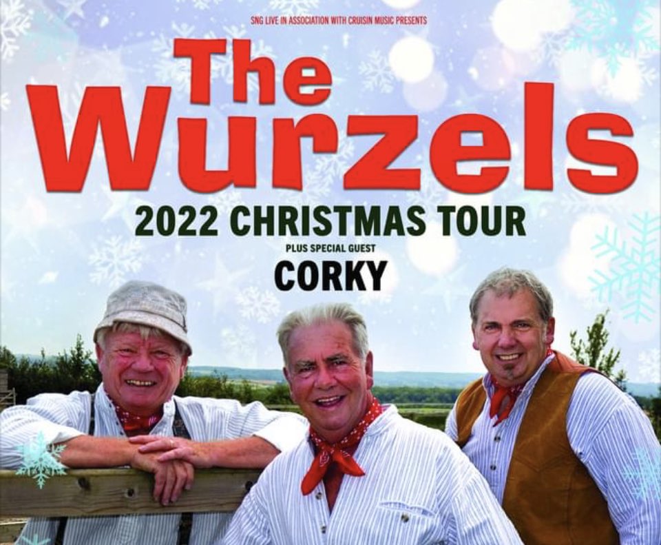 WurzelCorky's tweet photo. ATTENTION CARDIFF
Tonight @TheWurzels, formed in 1966, are playing their last gig of 2022. Amazinโ
@GlobeCardiff
With my #AgriculturalHipHop in support
Stage times:
Doors - 7.30pm
Corky - 8pm - 8.45pm
THE WURZELS - 9.30pm
Curfew - 11pm
#ScrumpyAndWestern https://t.co/18Poy5yQY1