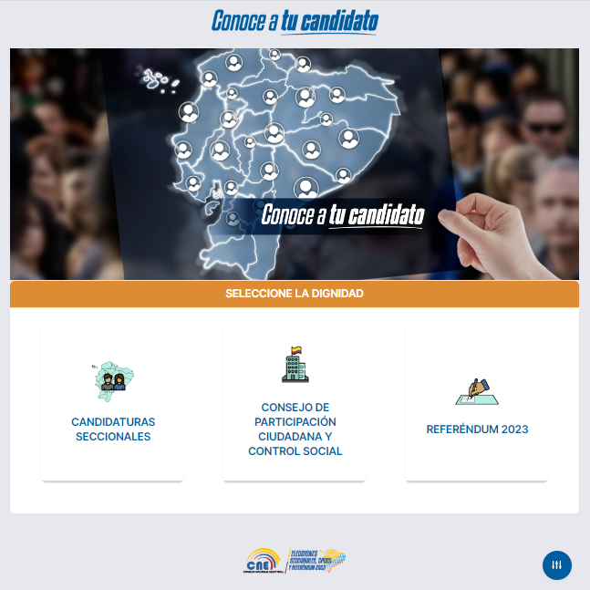ElectorEcuador's tweet photo. #Elecciones2023Ec
@cnegobec lanza portal con información de candidatos a Prefectura, Alcaldía, Concejalía, Vocalía de Juntas Parroquiales, Consejeros del @CpccsEc y preguntas anexos del #Referéndum2023 

Link: https://t.co/4VLy9mJDHB https://t.co/Tpkol5HilA