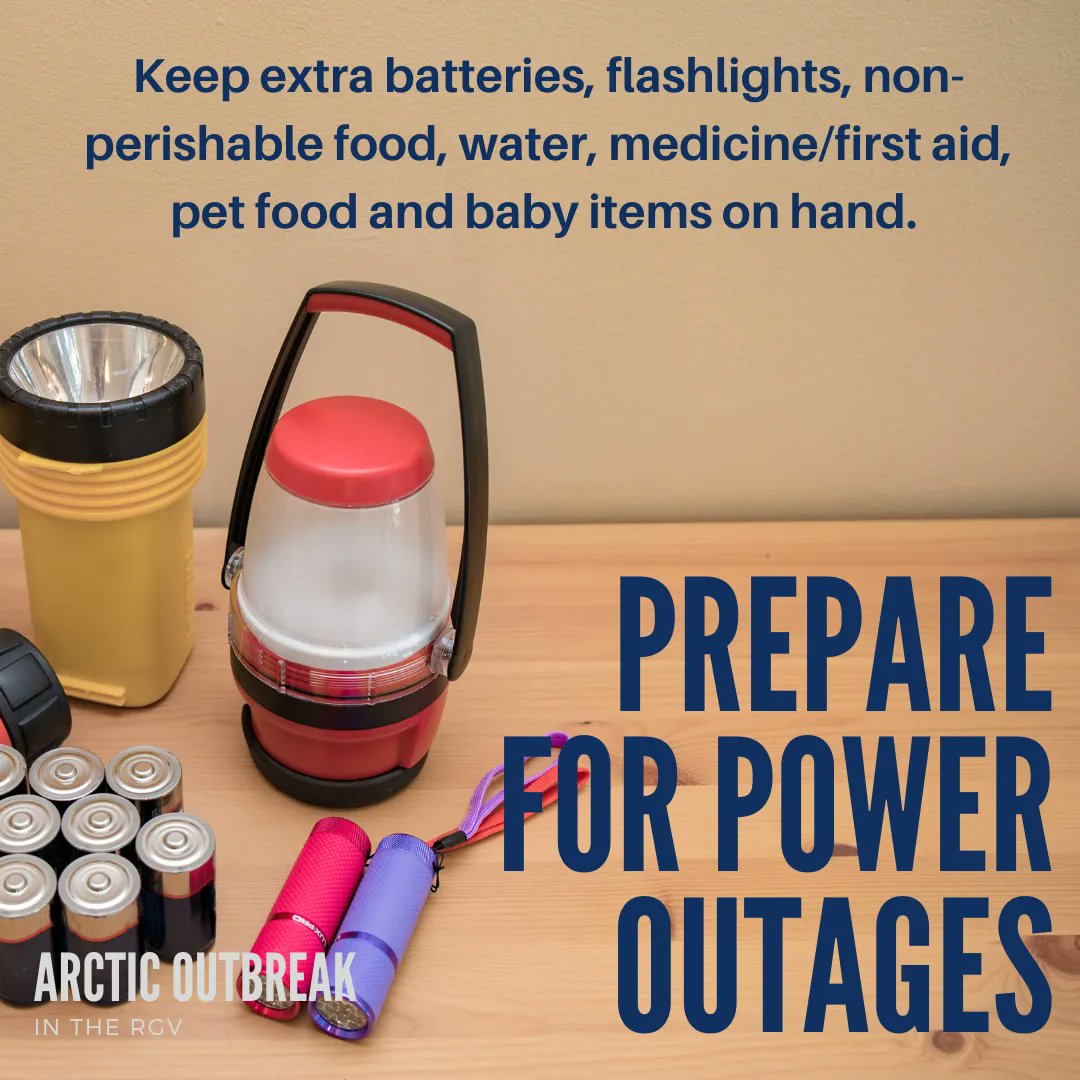 Keep extra batteries, flashlights, non-perishable food, water, medicine/first aid, pet food and baby items on hand.