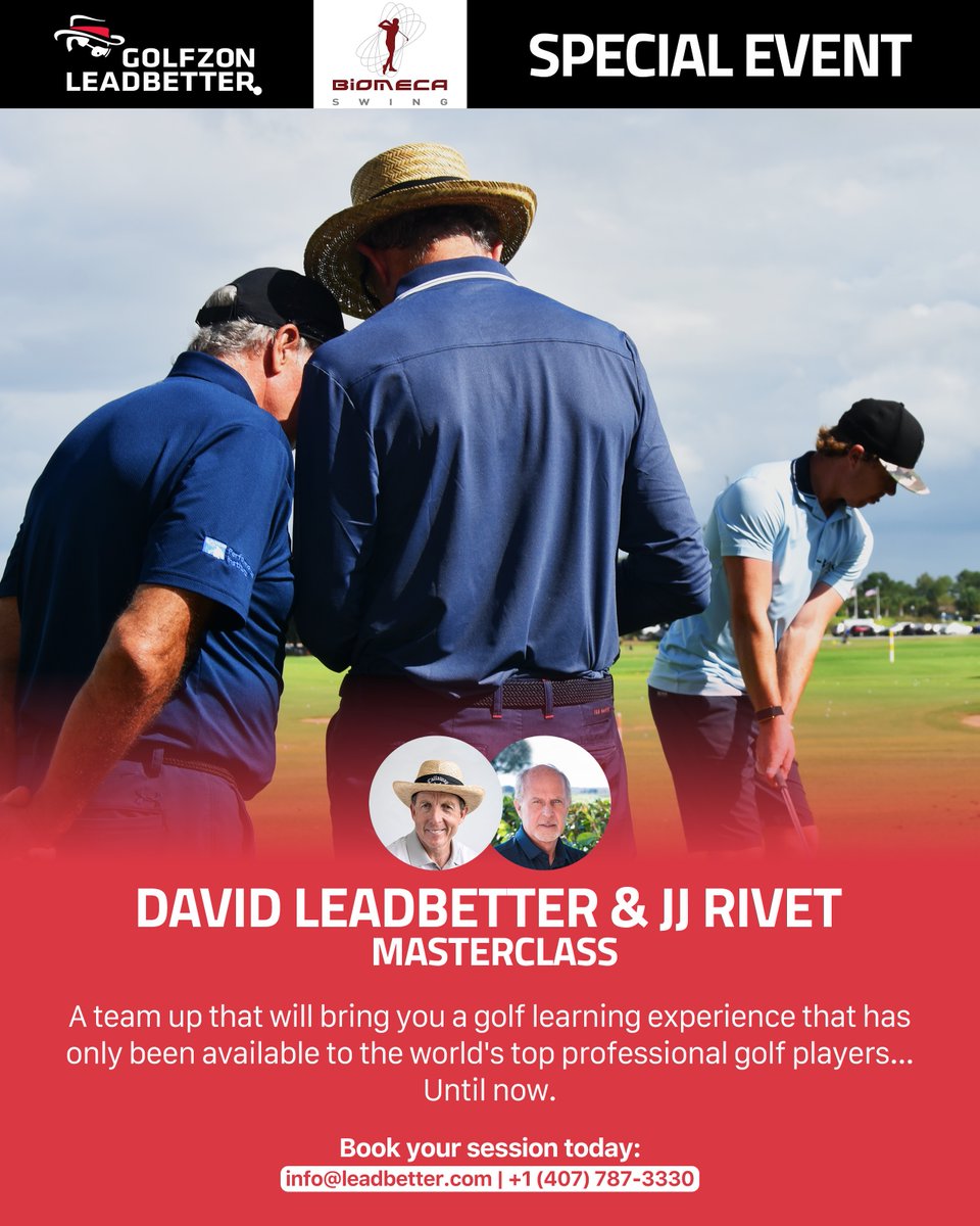 Experience a golf coaching session that, for the most part, has only been available to the world's top professionals. David Leadbetter and Jean Jacques 'JJ' Rivet will team up for a day school to help you understand your swing like never before; January 28th, 2023.