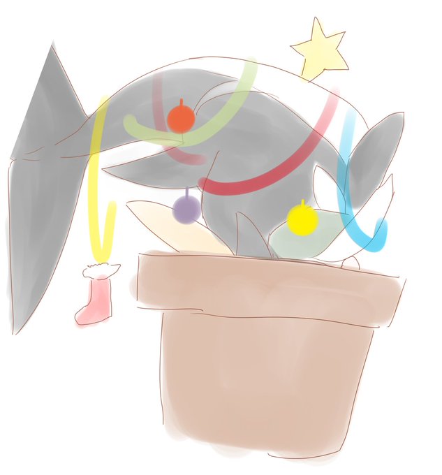 大変失礼いたしました。植木鉢に刺さっていないとのご指摘を受けたので急ごしらえで申し訳ないのですがミャーヤツリーをご用意いたしました。ご査収ください 