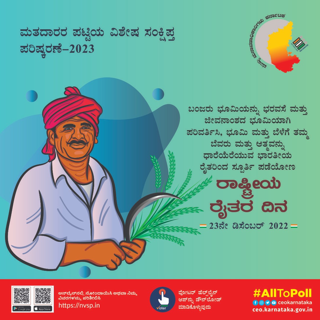 MarketDC2's tweet photo. ರಾಷ್ಟ್ರೀಯ ರೈತರ ದಿನ
#nationalfarmersday2022 #sveep #election #bbmp #SSR23 @ECISVEEP @ceo_karnataka @SpokespersonECI https://t.co/uXTZeeZlX1