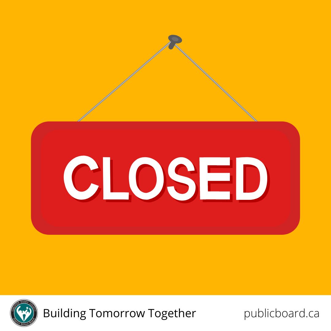 All GECDSB schools and administration buildings will be closed today - Friday, December 23rd. Stay safe!