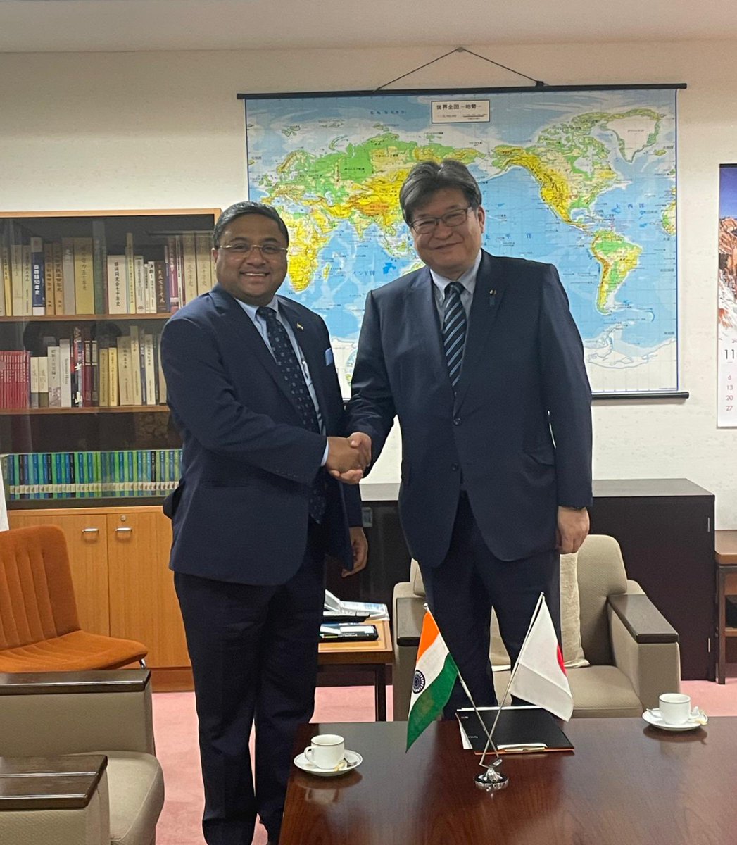 IndianEmbTokyo's tweet photo. @AmbSibiGeorge met Mr. Koichi Hagiuda, Chairperson of the Policy Research Council, Liberal Democratic Party @jimin_koho and held discussions on ways of further strengthening 🇮🇳 🇯🇵 partnership https://t.co/LwH5q6EznD