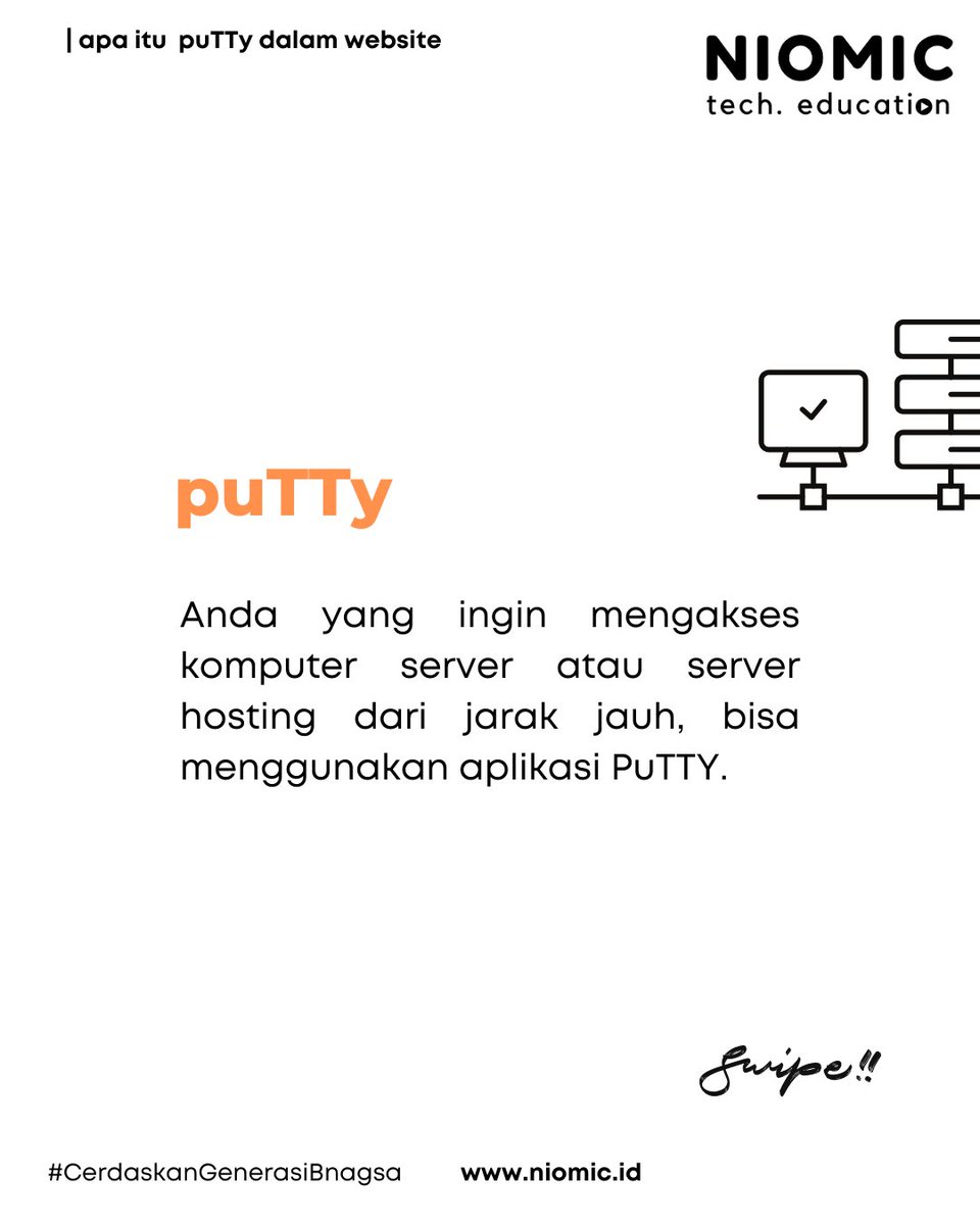 niomicID's tweet image. Tau Apa Itu PuTTy ?
.
______
#programmer #belajarprogramming #niomic #programmerindonesia #tech #cerdaskangenerasibangsa #programming #developer #technology