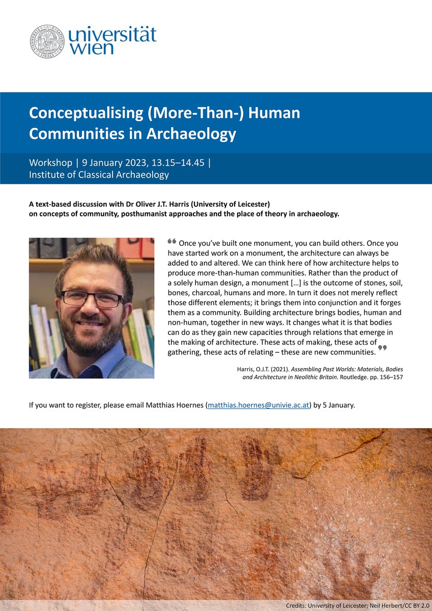 Institut für Klassische Archäologie Wien (@klassarchwien) on Twitter photo After the holidays, we need to reboot our brains swiftly. On 9 January we have two events delving into archaeological theory with the brilliant @OJTH, <a href="/RebaySalisbury/">Katharina Rebay-Salisbury</a> and <a href="/uroshmatic/">Uroš Matić</a>. Come join us virtually for the evening panel discussion. After the holidays, we need to reboot our brains swiftly. On 9 January we have two events delving into archaeological theory with the brilliant @OJTH, <a href="/RebaySalisbury/">Katharina Rebay-Salisbury</a> and <a href="/uroshmatic/">Uroš Matić</a>. Come join us virtually for the evening panel discussion.