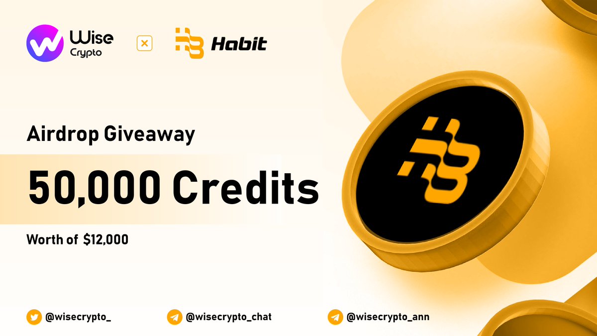 🥳 Wise Crypto X HabitTrade Giveaway

🏆Prize Pool - $12,000 worth of Credits

To Enter
✅ Follow <a href="/HabitTrade/">HabitTrade</a> &amp; <a href="/WiseCrypto_/">Wise Crypto</a>
✅ RT &amp; Tag Friends
✅ Complete task on gleam.io/yUmtR/wise-cry…

#Airdrop #Habit #Giveaway #IDO #Crypto #NFT