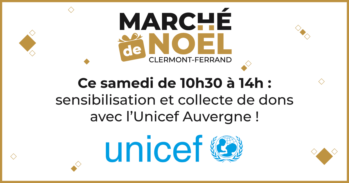 📣 Ultime association à participer au Marché de Noël, l'UNICEF vous donne rendez-vous demain de 10h30 à 14h au sein du Chalet des Animations pour une collecte de don en faveur de la défense des droits des enfants 🧒

#marchedenoelclermont #noelaclermont