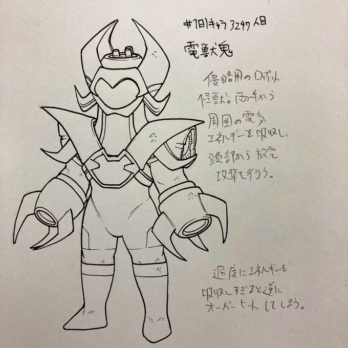 #1日1キャラ 3247人目
電獣機…昭和のメカ怪獣のイメージ 
