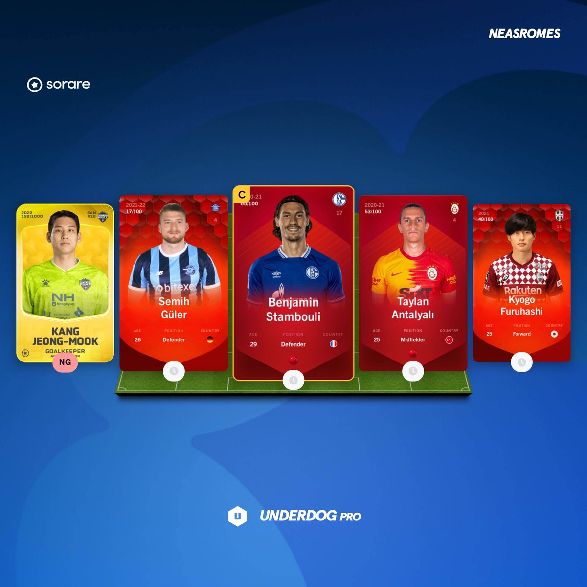 neassorare's tweet photo. Today is the day!!! I put serious effort into these squads. Fingers crossed. @sorare #gw331 #sorare #allstar #specialist #underdog #rare #limited https://t.co/TahHeWKhu6