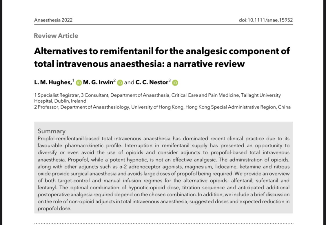 ClaireNestor (@clairenestor1) on Twitter photo Variety is the spice of life: shortages of remifentanil are forcing anaesthetists to revive and renew TIVA recipes. @LaurenHughes provides a wonderful summary of the โhow toโ if there is no remifentanil left in the cupboard! <a href="/InnovateTUH/">Innovate Health Tallaght University Hospital</a> <a href="/wearetuhf/">Tallaght University Hospital Foundation</a> <a href="/ICUTallaght/">@ICUTallaght University Hospital</a> <a href="/mgirwin/">MICHAEL G IRWIN</a> Variety is the spice of life: shortages of remifentanil are forcing anaesthetists to revive and renew TIVA recipes. @LaurenHughes provides a wonderful summary of the โhow toโ if there is no remifentanil left in the cupboard! <a href="/InnovateTUH/">Innovate Health Tallaght University Hospital</a> <a href="/wearetuhf/">Tallaght University Hospital Foundation</a> <a href="/ICUTallaght/">@ICUTallaght University Hospital</a> <a href="/mgirwin/">MICHAEL G IRWIN</a>