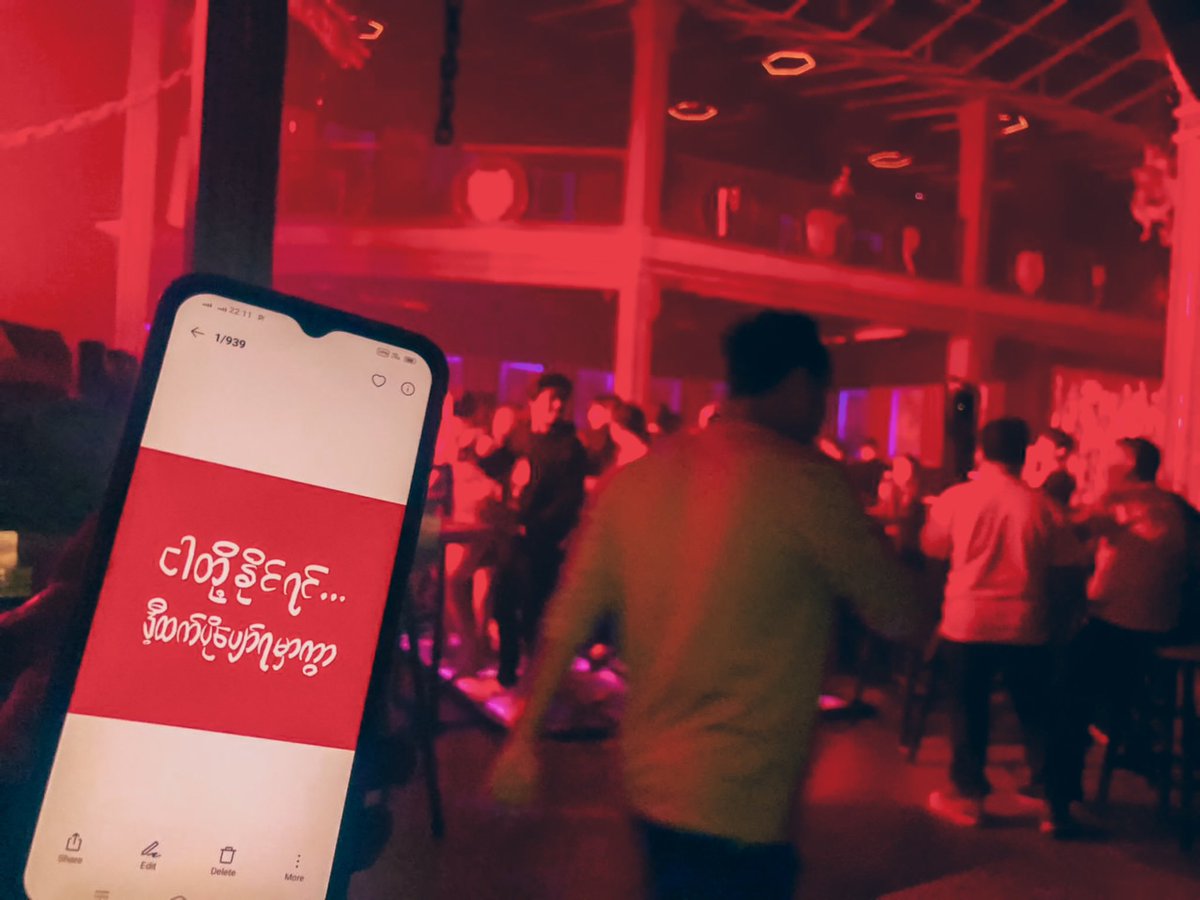 yrfmmofficial's tweet photo. Protesting activity at the bars and clubs in Yangon by using stickers which says “We Will Be Happier When We Win” by YRF.
#WhatsHappeningInMyanmar 
#Myanmar
#yangonrevolutionforce https://t.co/bkI9KAsUy0