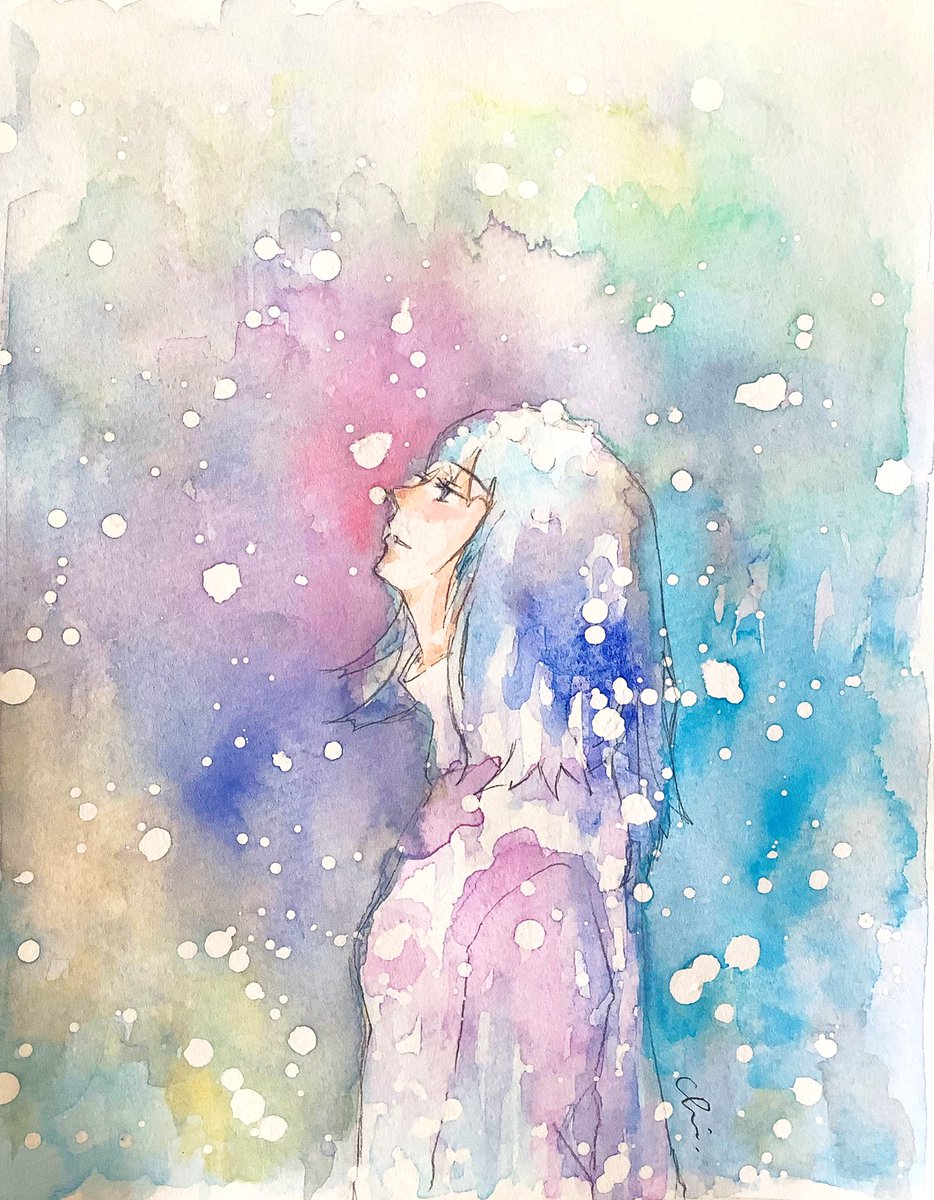 「「あの雪になりたい」#水彩画 #絵画 #イラスト#watercolor 」|mog_neko@mercari on saleのイラスト