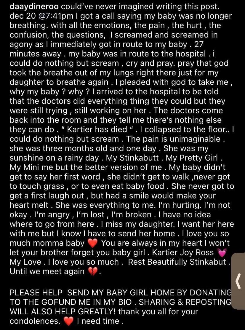 heyyitsjanea's tweet photo. sids is so unexpected as described in its name and you never really get answers about the why. having to worry about how to bury your child should never be something any parent has to do so can you guys retweet and donate if possible? https://t.co/VHxRQCid8U https://t.co/S9EveW0ZtR