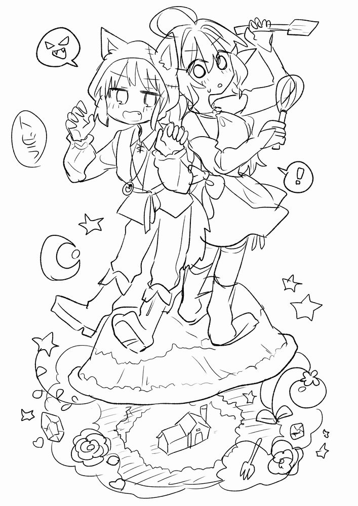 5話の没トビラ絵ラフ～お気に入りでしたがページ数等の都合で描けず。。。 #おかしなエルフと女子高生 