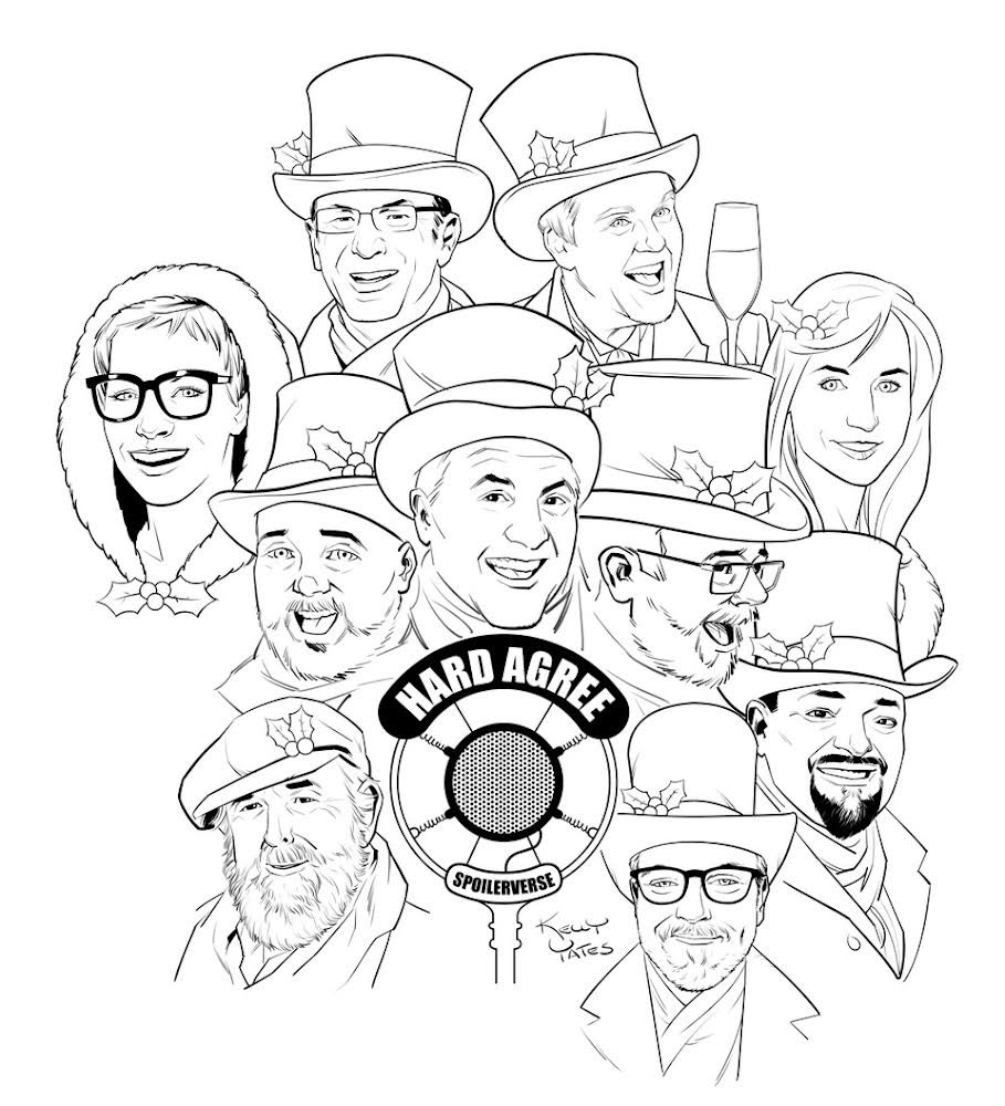 Sumnarr's tweet photo. The annual Hard Agree Players cartoon was donated by artist supreme @Kellyyates_art.

A Hard Agree Christmas Carol is live now, available at these direct links and wherever you listen to your podcasts:

https://t.co/ycZBb0LL3c

#ahardagreechristmascarol #comicbooksforkids https://t.co/904MqO9gTQ