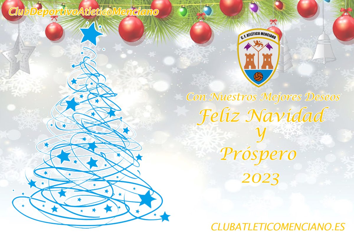 Desde el Club Deportivo Atlético Menciano os desearos unas Felices Fiestas y un 2023 cargado de salud, buenos momentos y mucho Futbol

💙💛💙💛💙