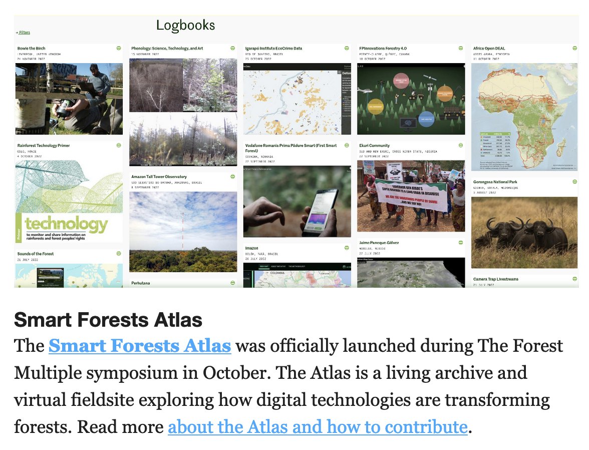 Our winter newsletter is out now! Read more about the recently launched Smart Forests Atlas, The Forest Multiple symposium we held in October, and new publications from the Smart Forests research group. We look forward to more forest conversations in 2023! mailchi.mp/ab9f24e3deae/s…
