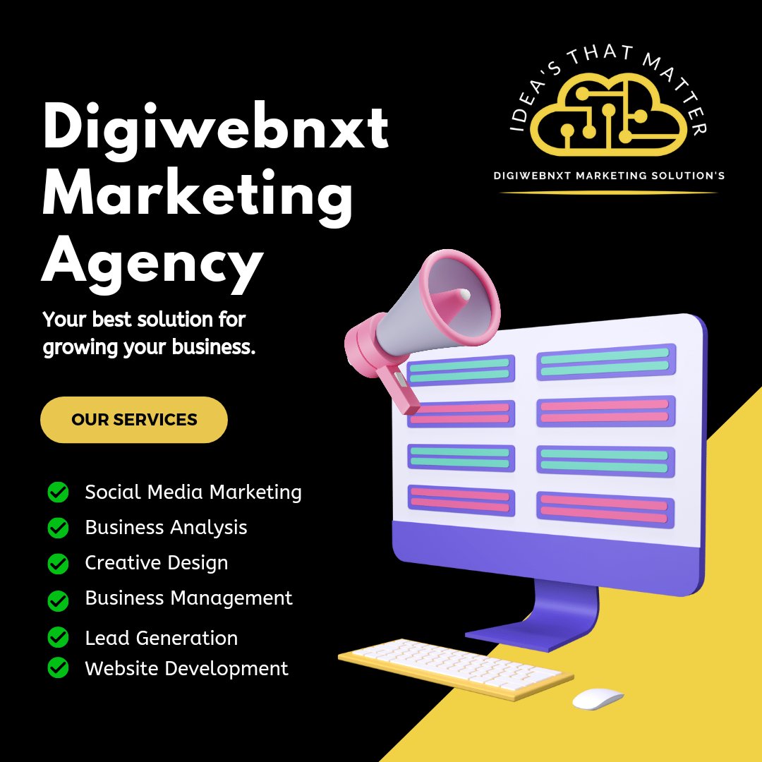digiwebnxt's tweet image. Digiwebnxt Marketing is trusted for Identify trends and insights. Allocate marketing investments. Plan and direct marketing campaigns. Manage an organization&apos;s website and maintain it, keeping best practices in mind.
#digiwebnxt #digiweb #marketing #marketingsolutions #webdigi