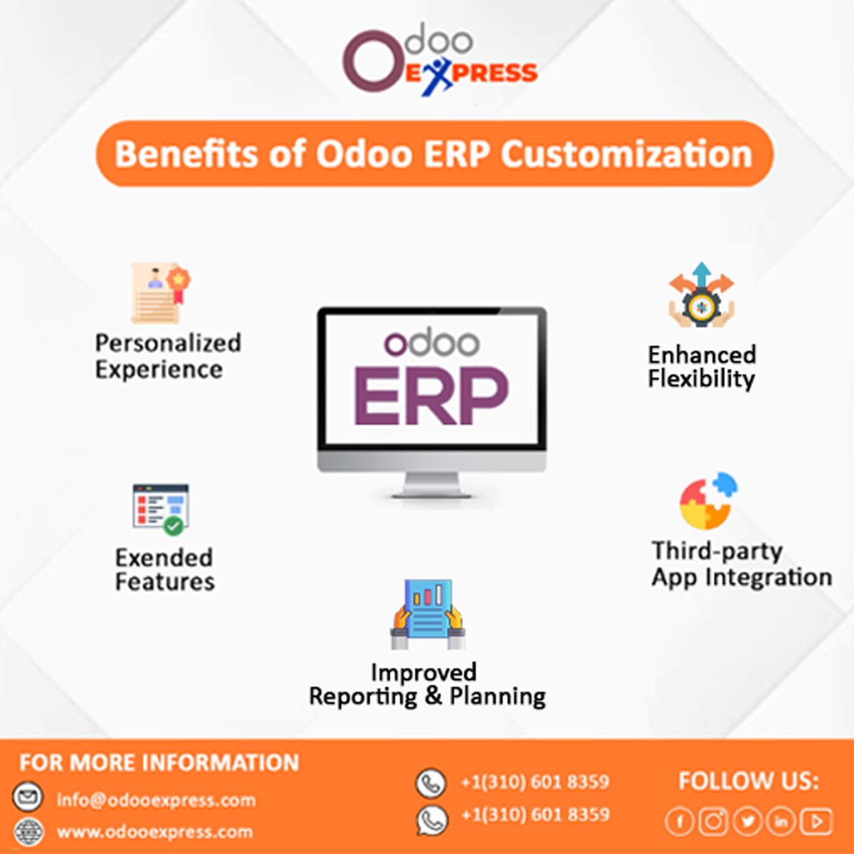 odoo_express's tweet image. OdooExpress’s Odoo developers are fully capable of customizing all the Odoo modules or apps.
.
Know More Visit: rebrand.ly/tpnv24w
Call and WhatsApp: +1(310)601-8359
.
#Odoocustomize #odooservices #odoocustomization #odoo #odooexpress