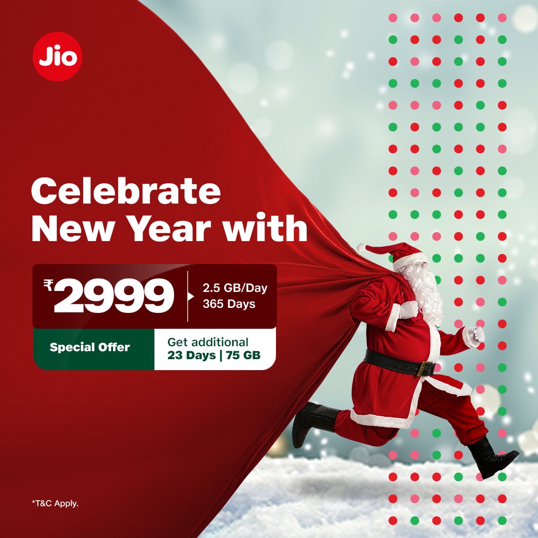 Reliance Jio on Twitter "Charge up your New Year with a Special Recharge Offer 🤩 Get extra 23