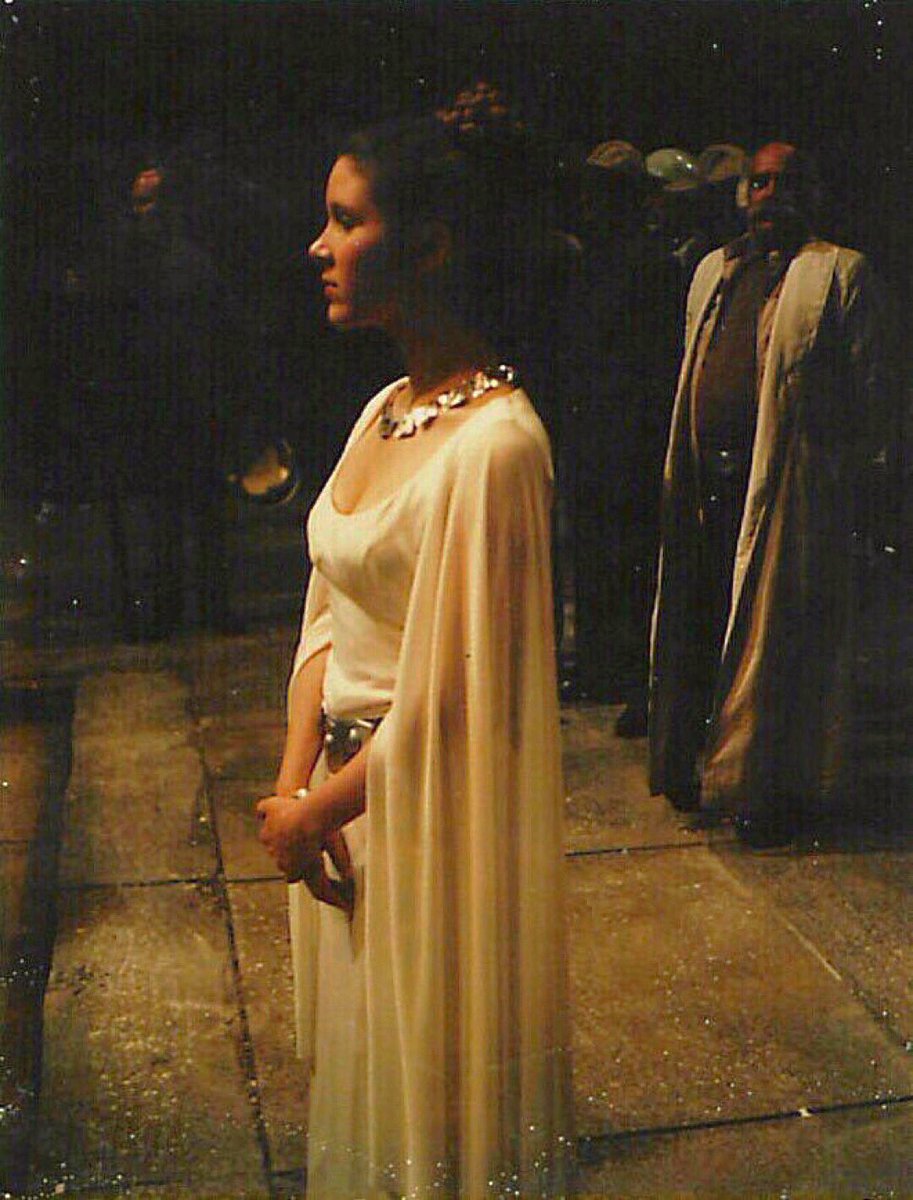 RealEOC's tweet photo. Polaroid of Carrie Fisher as Princess Leia on the set of Star Wars https://t.co/bEUoI0gAZY