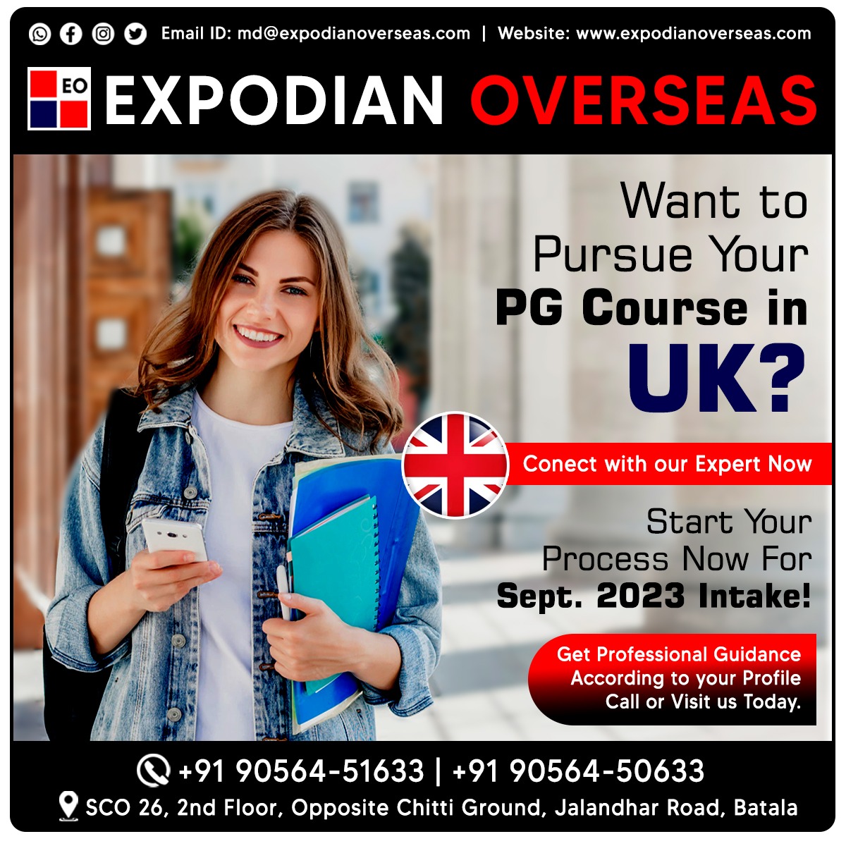 Pursue your Master's Course in UK. Get admission in UK's Top Universities with or without IELTS.. For more information, Contact Expodian Overseas Best UK Study Visa Consultant in Batala at +91 9056450633.
#ukvisaapplication #ukwithoutielts #ukspouseopenworkpermit #ukvisa