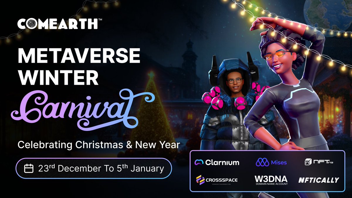 🎄#Metaverse Winter Carnival has been started !!
🥳We are happy to celebrate #Christmas  &amp; #NewYear2023  with our partners!

🎁Huge #Giveaway is waiting for everyone

⏰23/12/22 – 05/01/23
👇Pls check the details of the rewards in the thread
