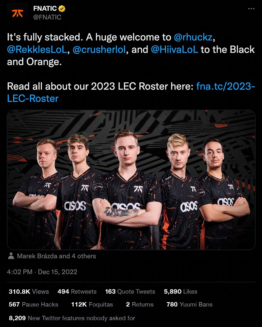 FNATIC's tweet photo. wtf is going on with the twitter UI https://t.co/JklalaCLSz