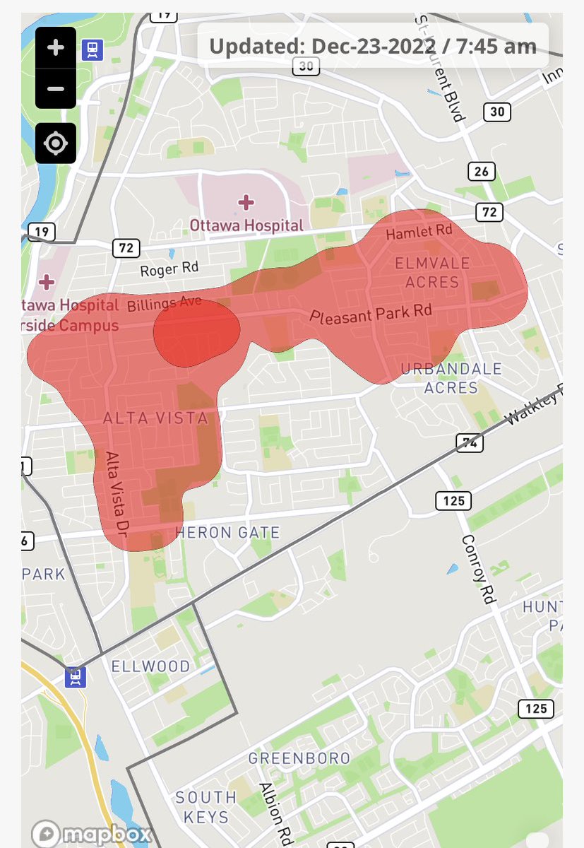 geofdudding's tweet image. Power out in Alta Vista, the red blob will continue to grow as the wind keeps howling. ⁦@AVmartycarr⁩