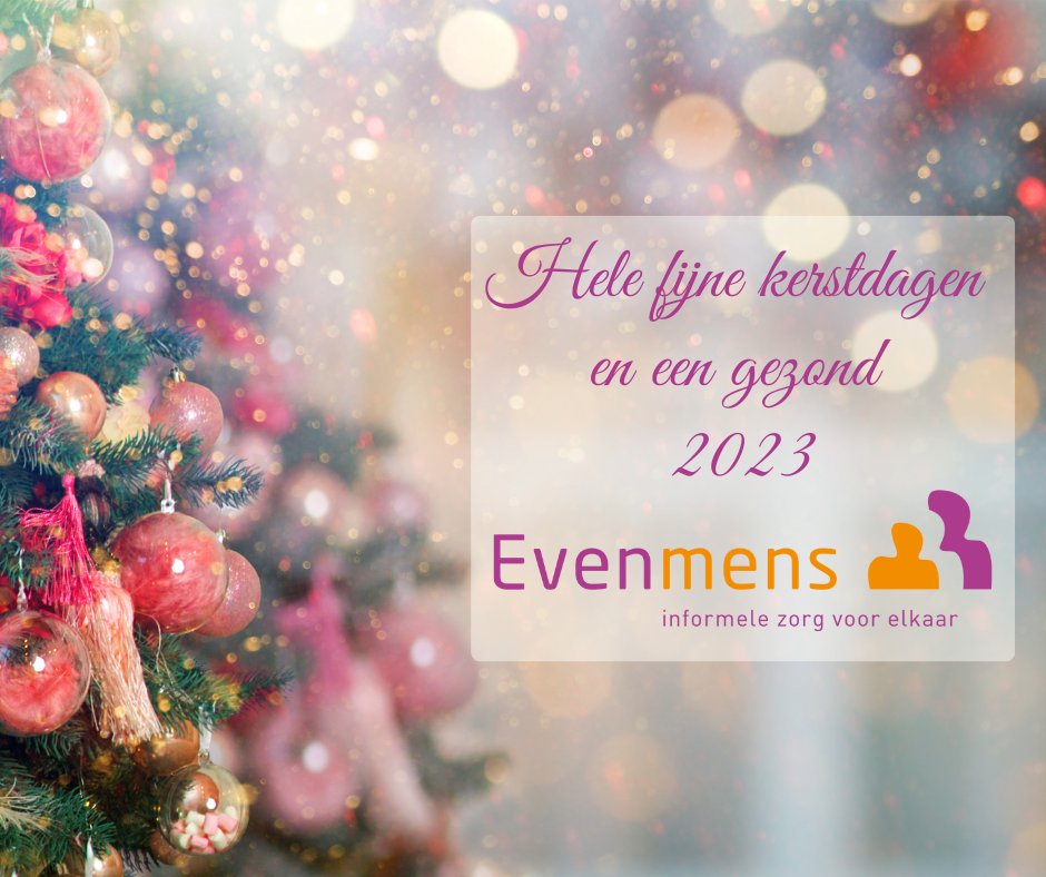 evenmensIZ's tweet photo. Ons team wenst u hele fijne feestdagen en een gezond en gelukkig 2023! Voor de aangepaste openingstijden kunt u terecht op onze website:
https://t.co/TVoUE9zydk https://t.co/irf2qDuBhf