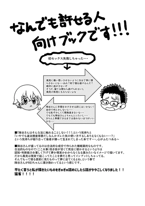 1/8インテで頒布予定の降風🔞のサンプルです!
ツリーに部数アンケぶら下げているのでご協力いただけるとありがたいです・・・!🥺

■A5/58P/¥600(会場頒布価格)予定 