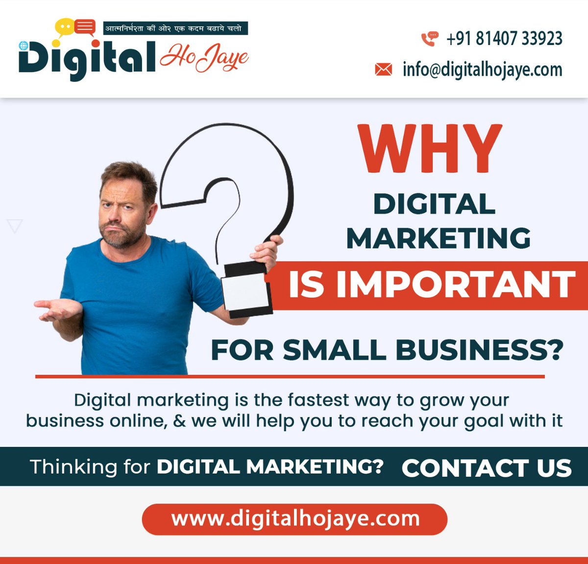 Digitalhojaye's tweet photo. WHY DIGITAL MARKETING
IS IMPORTANT FOR SMALL BUSINESS?

Digital marketing is the fastest way to grow your business online, &amp; we will help you to reach your goal with it

 #digital #marketing  #socialmedia  #digitalmarketing  #advertising https://t.co/F466im24sP