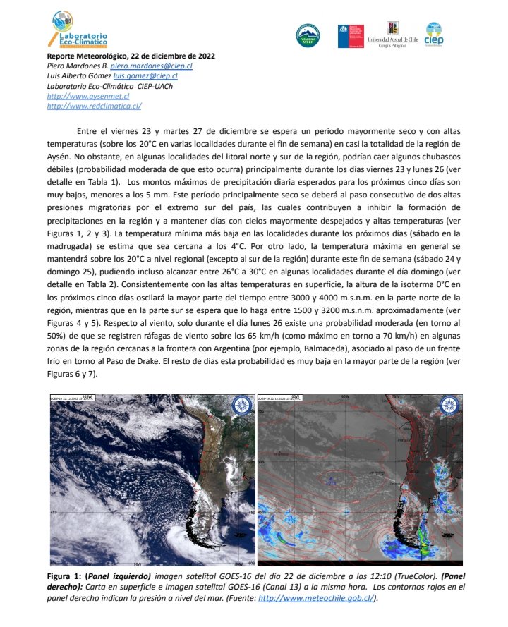 RedClimatica's tweet image. 🌡Reporte meteorológico entre hoy viernes 23 y martes 27 de diciembre, se espera un periodo seco con temperaturas mayormente altas y en algunas localidades del litoral norte sur, podrian caer chubascos
👉 ingresa al link redclimatica.cl/?p=2785