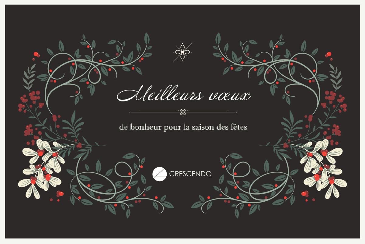 CrescendoCorp's tweet photo. Joyeuses fêtes et meilleurs vœux pour l'année 2023 de la part de toute l'équipe Crescendo! https://t.co/rca9wDDaaH