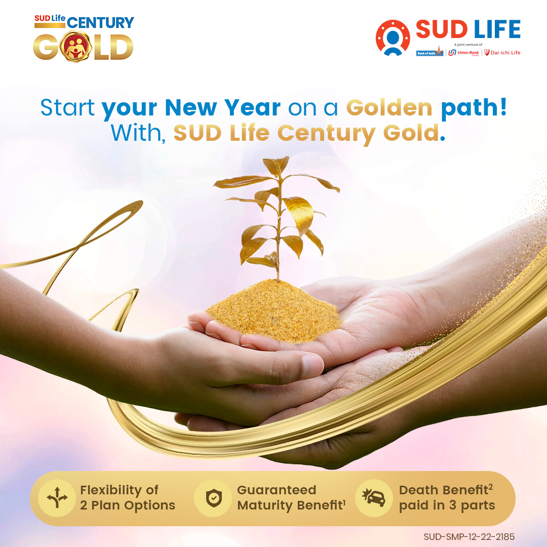 SUDLifeIN's tweet image. Nurture your growth towards a golden future! With SUD Life Century Gold Savings Plan.

#Insurance #SUDLife #GoldenPath #NewBeginnings