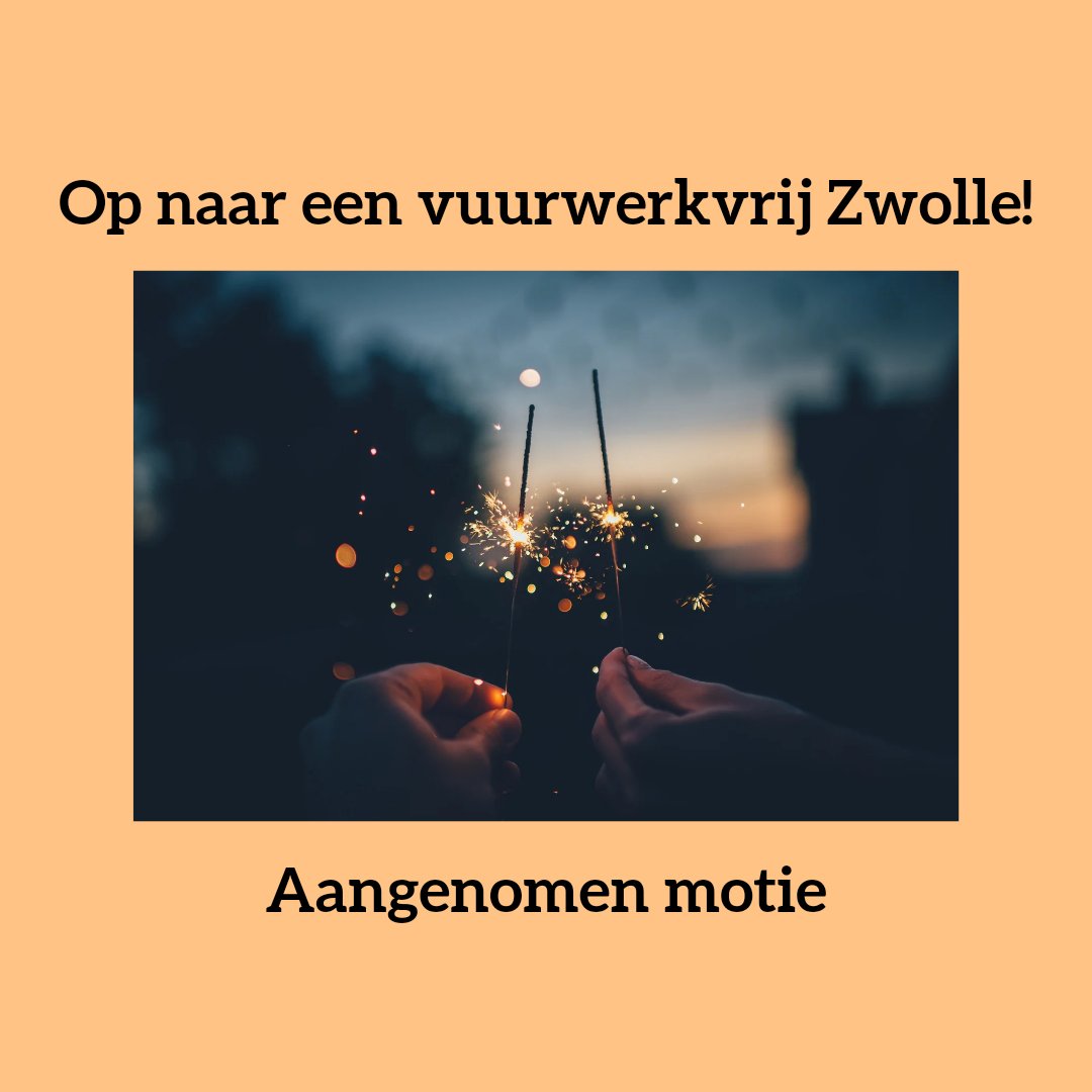 𝐎𝐩 𝐧𝐚𝐚𝐫 𝐞𝐞𝐧 𝐯𝐮𝐮𝐫𝐰𝐞𝐫𝐤𝐯𝐫𝐢𝐣 𝐙𝐰𝐨𝐥𝐥𝐞!

🎆Tijdens de laatste raadsvergadering van 2022 sprak <a href="/SevrenSuzanne/">Suzanne de Sevren Jacquet</a> over het vuurwerkbeleid. Ook werd door de Partij voor de Dieren, D66, GL, PvdA, CU en Volt de motie 'Vuurwerkvrij Zwolle' ingediend. Met succes! (1/2)